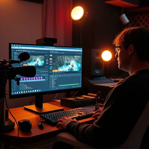 Ediäão de vídeo em um computador com softwares profissionais